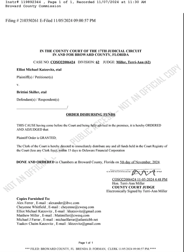 Court order document