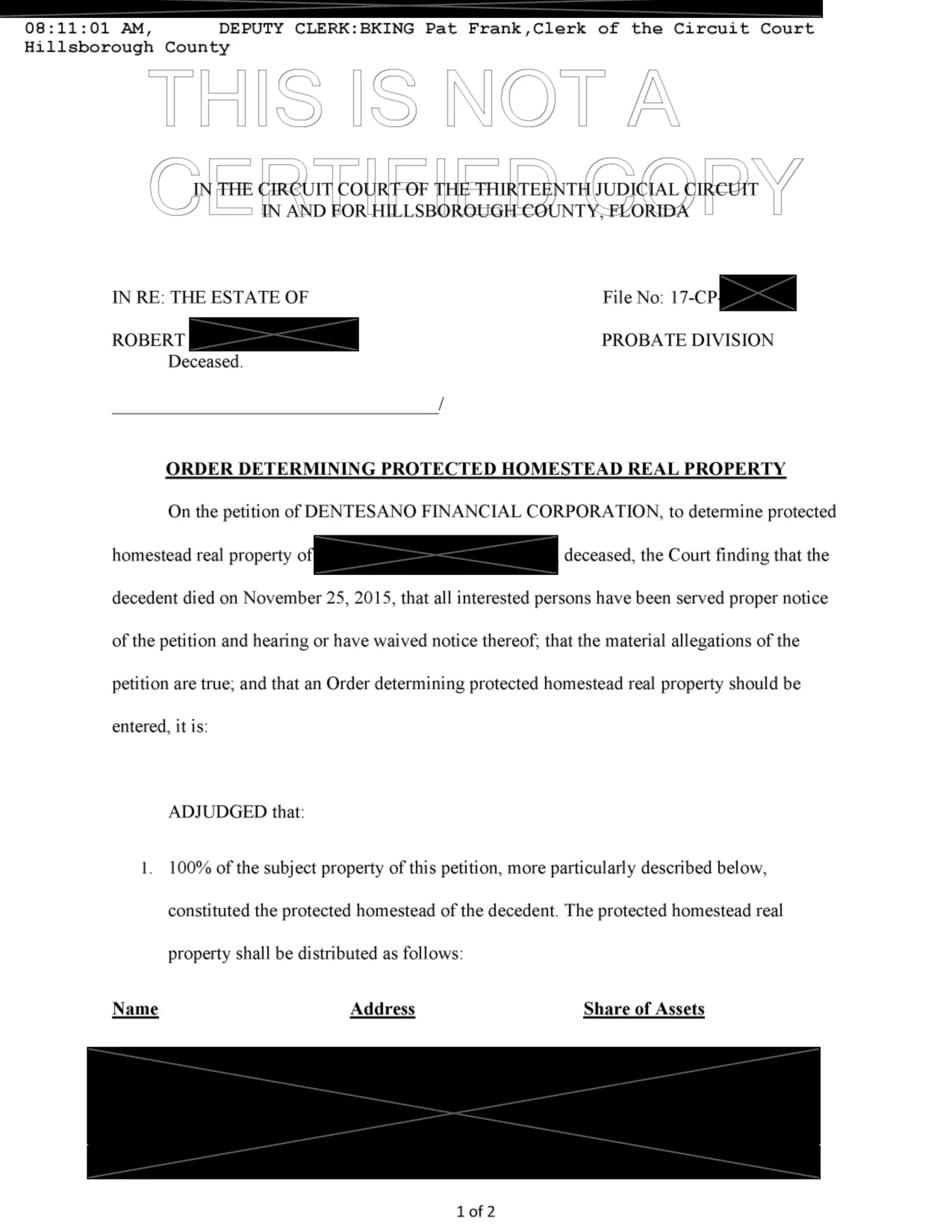 Court order document